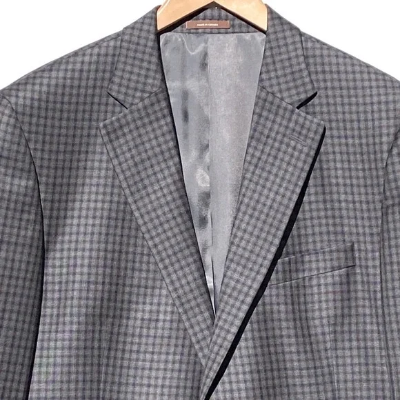 PETER MILLAR Men’s 100% Wool Blue Check Two Button Sport Coat Double Vent 44R